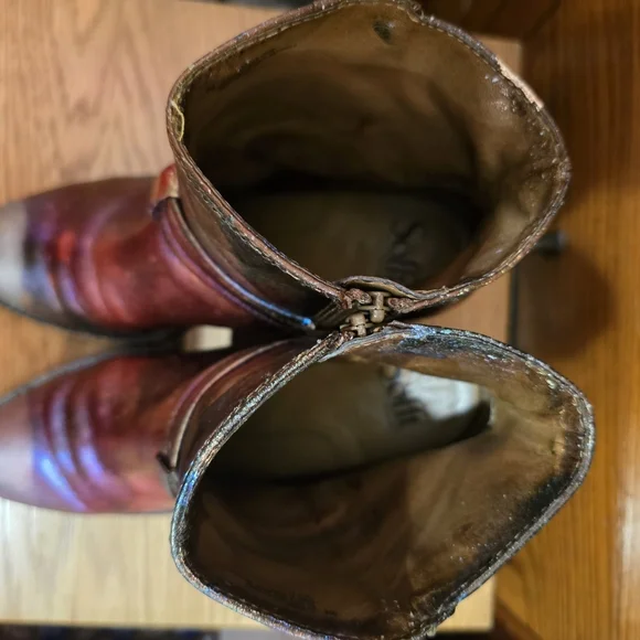 HANDCRAFTED Upcycled Leather Boots HANDPAINTED Size 9M Ankle Bootie Wearable Art - Picture 14 of 17